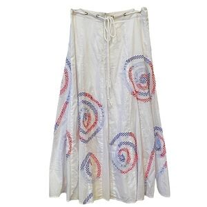 Basil and Maude red, white, blue embellished maxi skirt